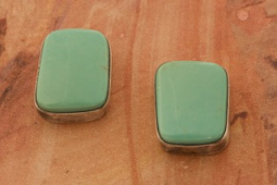 Genuine Kingman Turquoise Sterling Silver Post Earrings